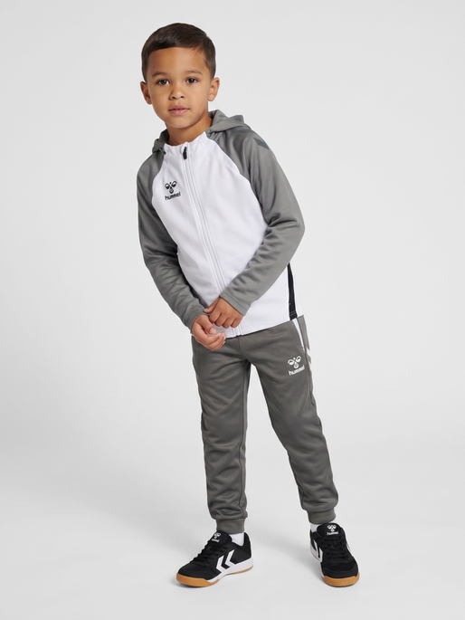 hmlLEAD 2.0 ZIP HOODIE KIDS, WHITE/STEEL GRAY, model