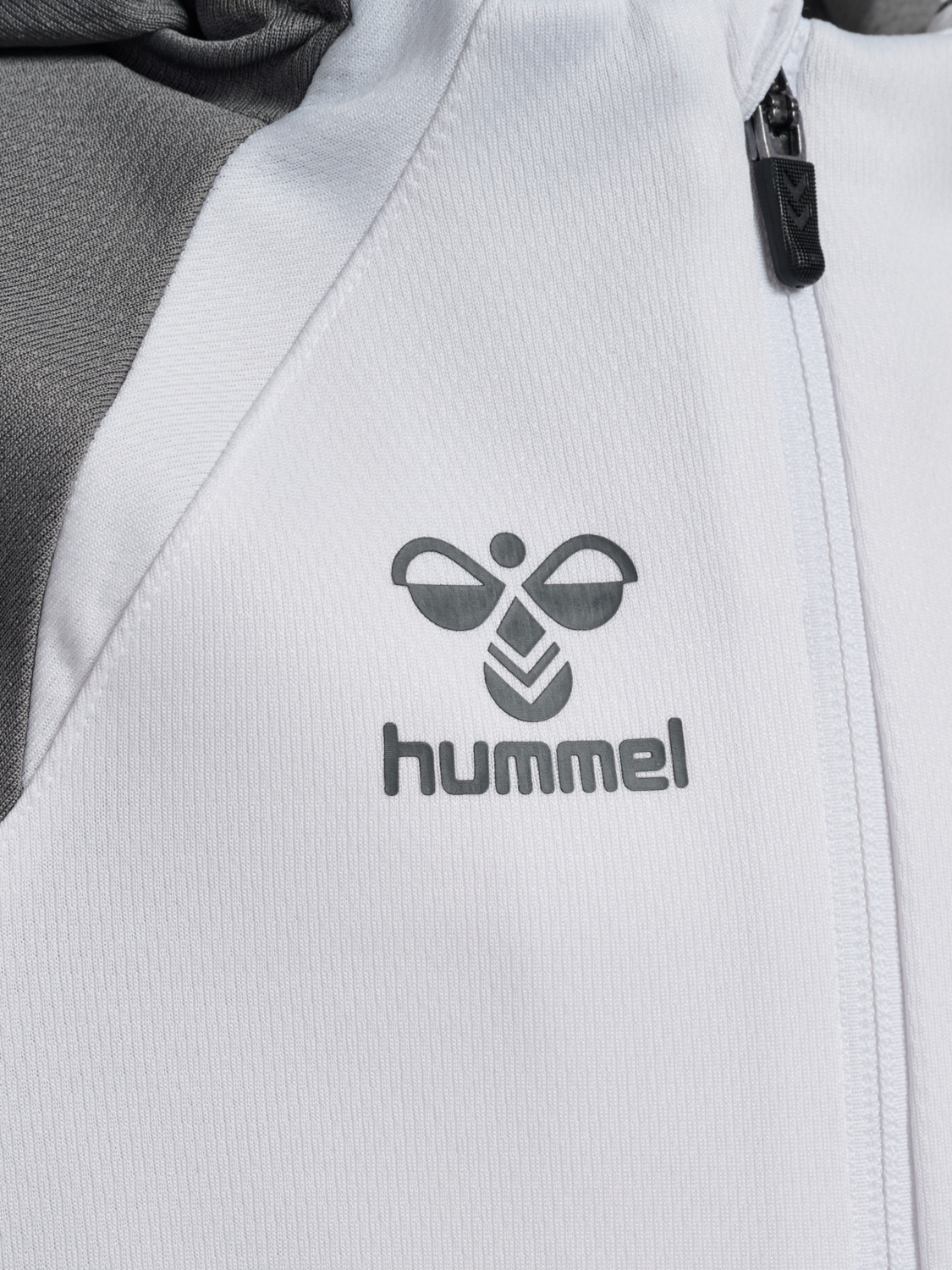 hmlLEAD 2.0 ZIP HOODIE KIDS, WHITE/STEEL GRAY, packshot