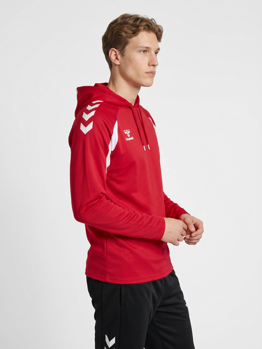 hmlCORE 2.0 HOODIE, TRUE RED/WHITE, model