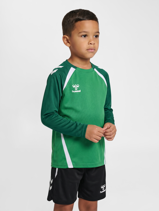 hmlLEAD 2.0 CREW SWEAT KIDS, JELLY BEAN/EVERGREEN, model