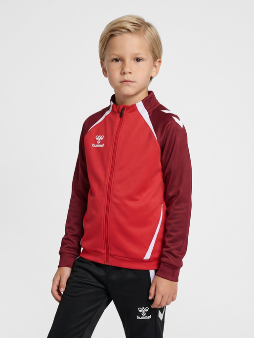hmlLEAD 2.0 TRACK ZIP JACKET KIDS, TRUE RED/MAROON, model