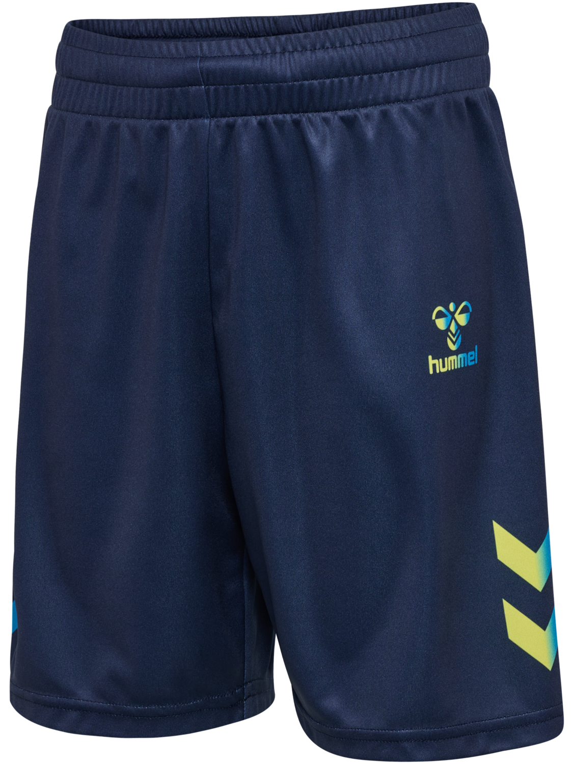 hmlSHIMMER SHORTS, DRESS BLUES/LIMEADE, packshot