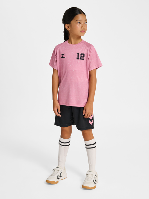 hmlSHIMMER T-SHIRT S/S, BRIDAL ROSE, model