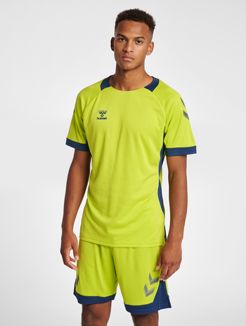 hmlLEAD S/S POLY JERSEY, LIME PUNCH, model