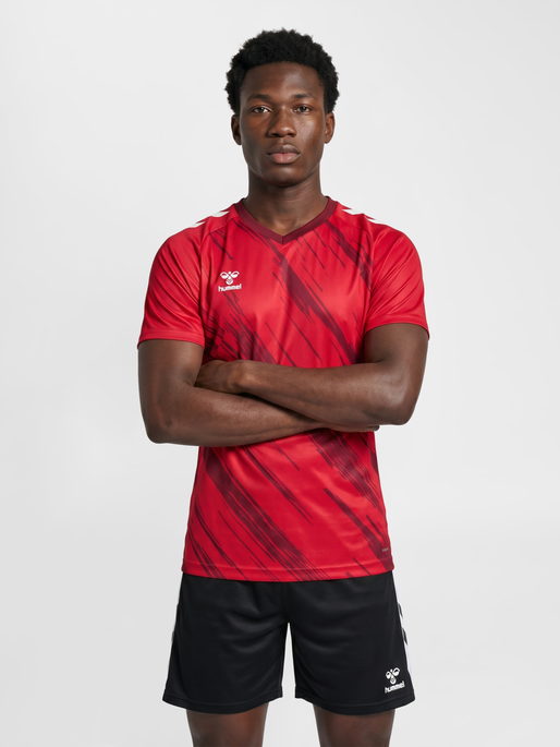 hmlMATCH TRIUMPH JERSEY S/S, TRUE RED/ZINFANDEL, model
