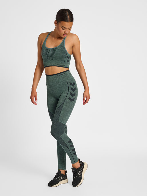 hmlMT ALY SEAMLESS HW TIGHTS, NORTH ATLANTIC/BLACK MELANGE, model