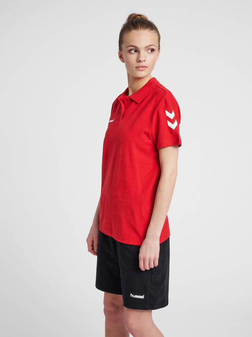 HUMMEL GO COTTON POLO WOMAN, TRUE RED, model