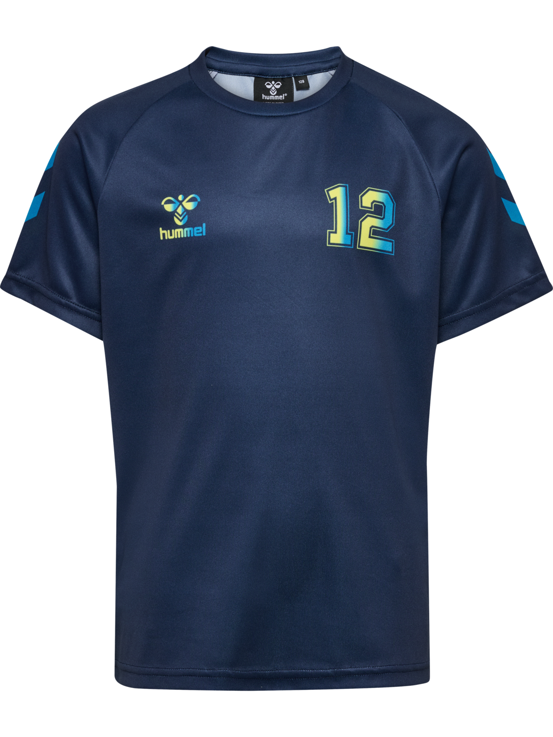 hmlSHIMMER T-SHIRT S/S, DRESS BLUES/LIMEADE, packshot