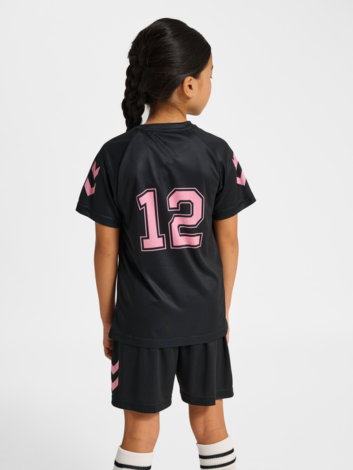 hmlSHIMMER T-SHIRT S/S, BLACK/BRIDAL ROSE, model