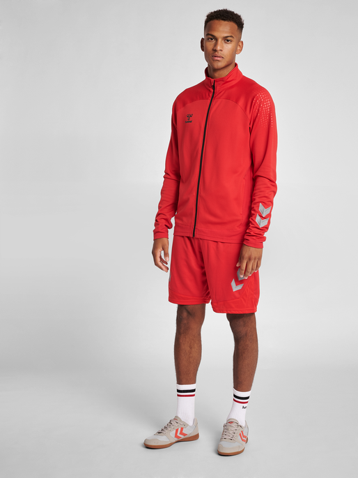 hmlLEAD POLY ZIP JACKET, TRUE RED, model