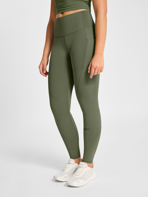 hmlHIIT INTENSITY HIGH WAIST TIGHTS, DEEP LICHEN GREEN, model