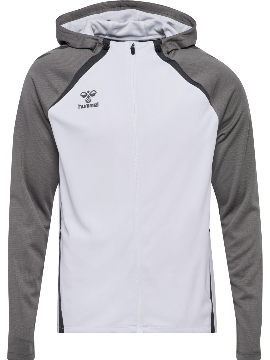 hmlLEAD 2.0 ZIP HOODIE, WHITE/STEEL GRAY, packshot