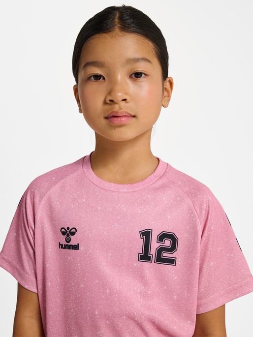 hmlSHIMMER T-SHIRT S/S, BRIDAL ROSE, model