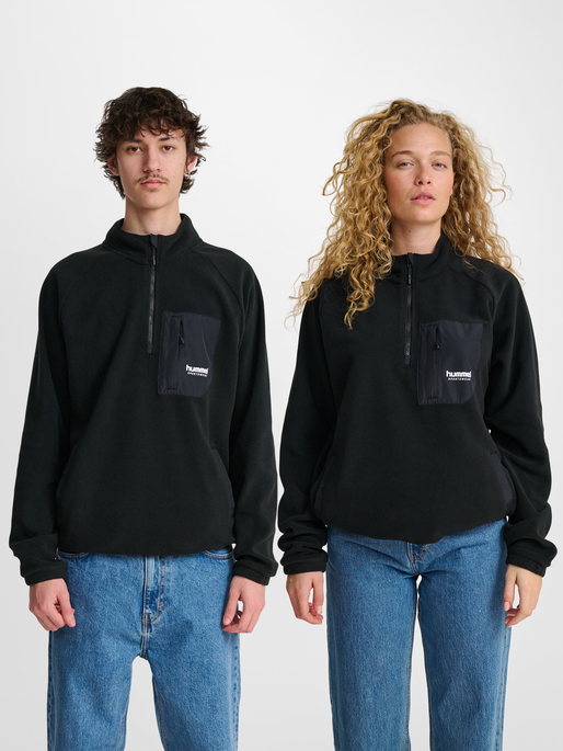 hmlFLEECE HALFZIP SW, BLACK, model
