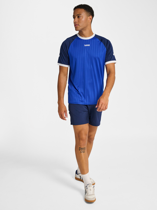 hmlPULSE STRIPE T-SHIRT S/S, SURF THE WEB, model