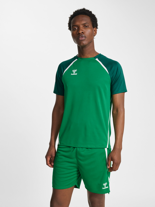 hmlLEAD 2.0 JERSEY S/S, JELLY BEAN/EVERGREEN, model