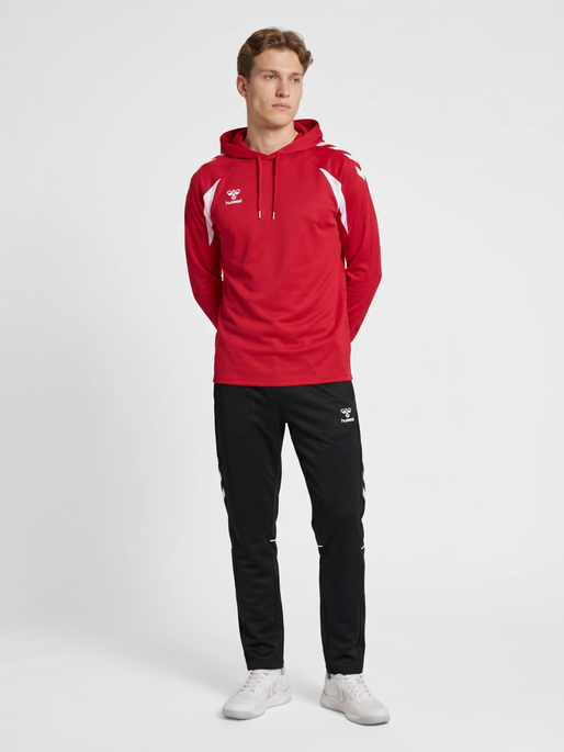 hmlCORE 2.0 HOODIE, TRUE RED/WHITE, model