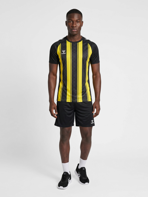 hmlMATCH STRIPED JERSEY S/S, BLAZING YELLOW/BLACK, model