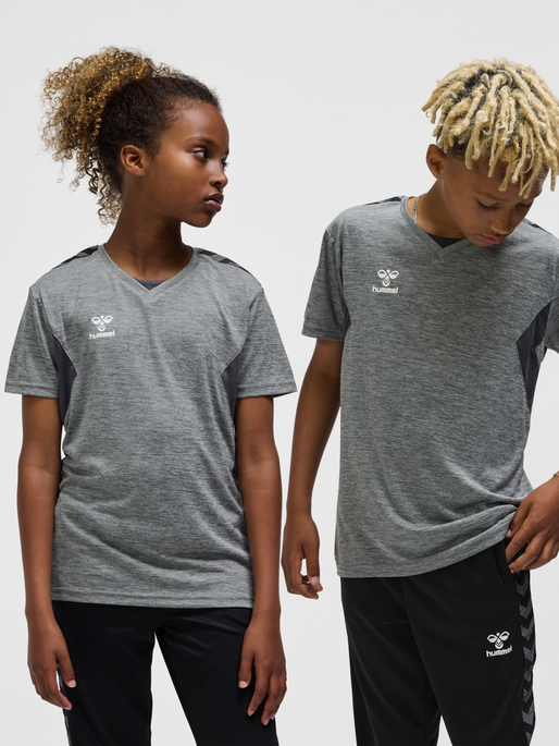 hmlAUTHENTIC PL JERSEY S/S KIDS, GREY MELANGE, model