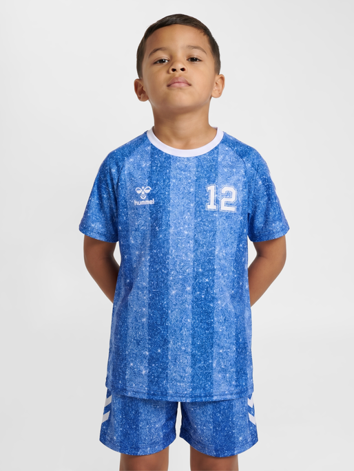 hmlSHIMMER T-SHIRT S/S, DAZZLING BLUE/BRIGHT WHITE, model