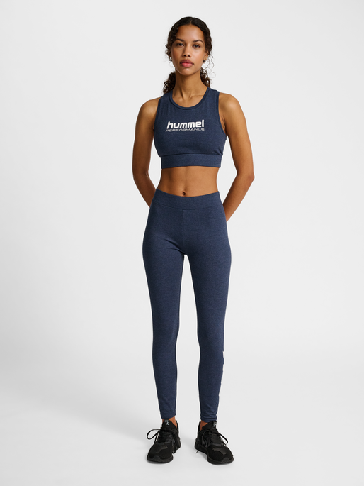hmlPULSE LOGO LIGHT SUPPORT BRA, DRESS BLUE MELANGE, model