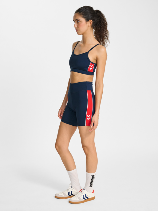 hmlPULSE PIPING LIGHT SUPPORT BRA, DRESS BLUES/MARS RED, model