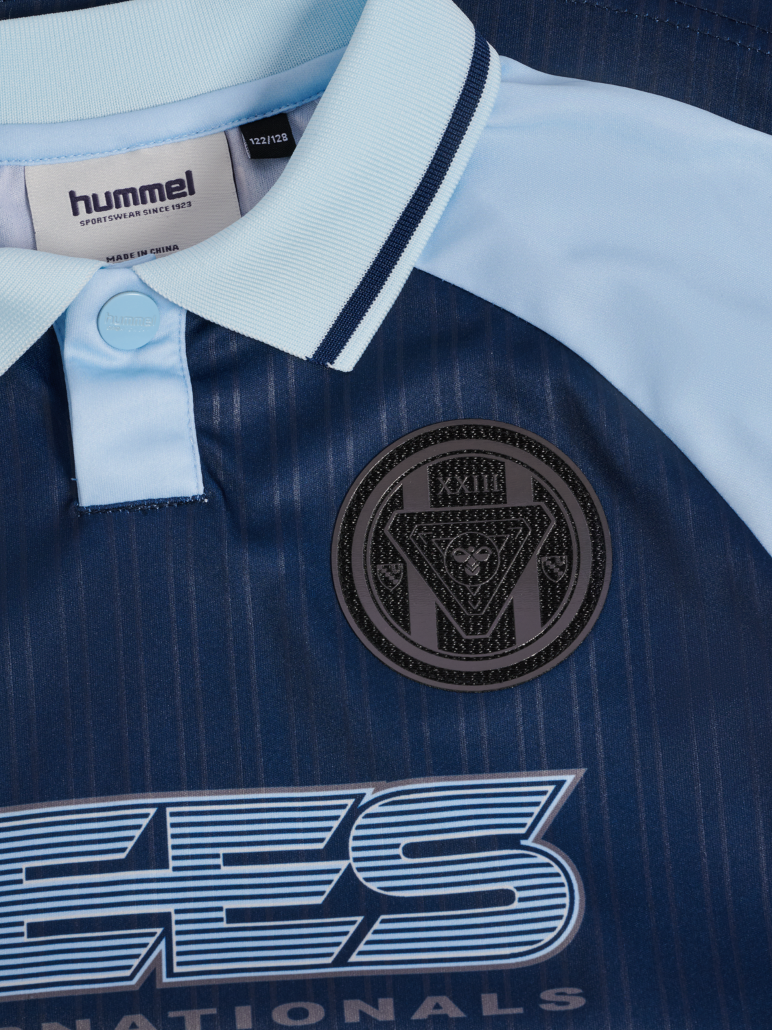 hmlJR LOOSE STRIPE SOCCER JERSEY LS, DRESS BLUES, packshot