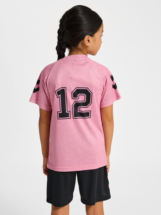 hmlSHIMMER T-SHIRT S/S, BRIDAL ROSE, model