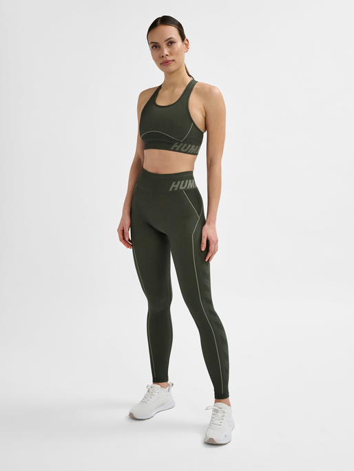 hmlTE CHRISTEL SEAMLESS MW TIGHTS, CLIMBING IVY/SEAGRASS MELANGE, model