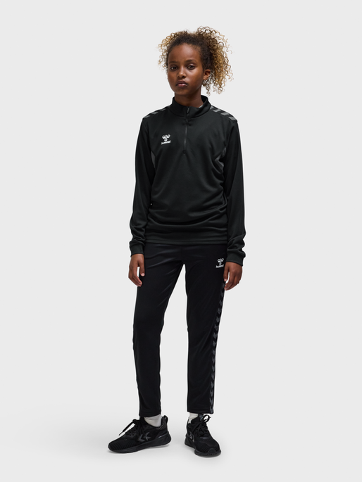 hmlAUTHENTIC HALF ZIP SWEAT KIDS, BLACK, model