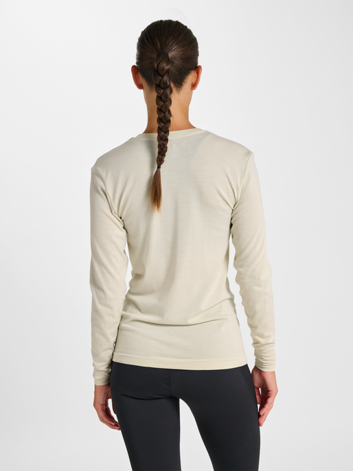 nwlTHERMA WOOL BLEND T-SHIRT L/S W, SILVER BIRCH, model